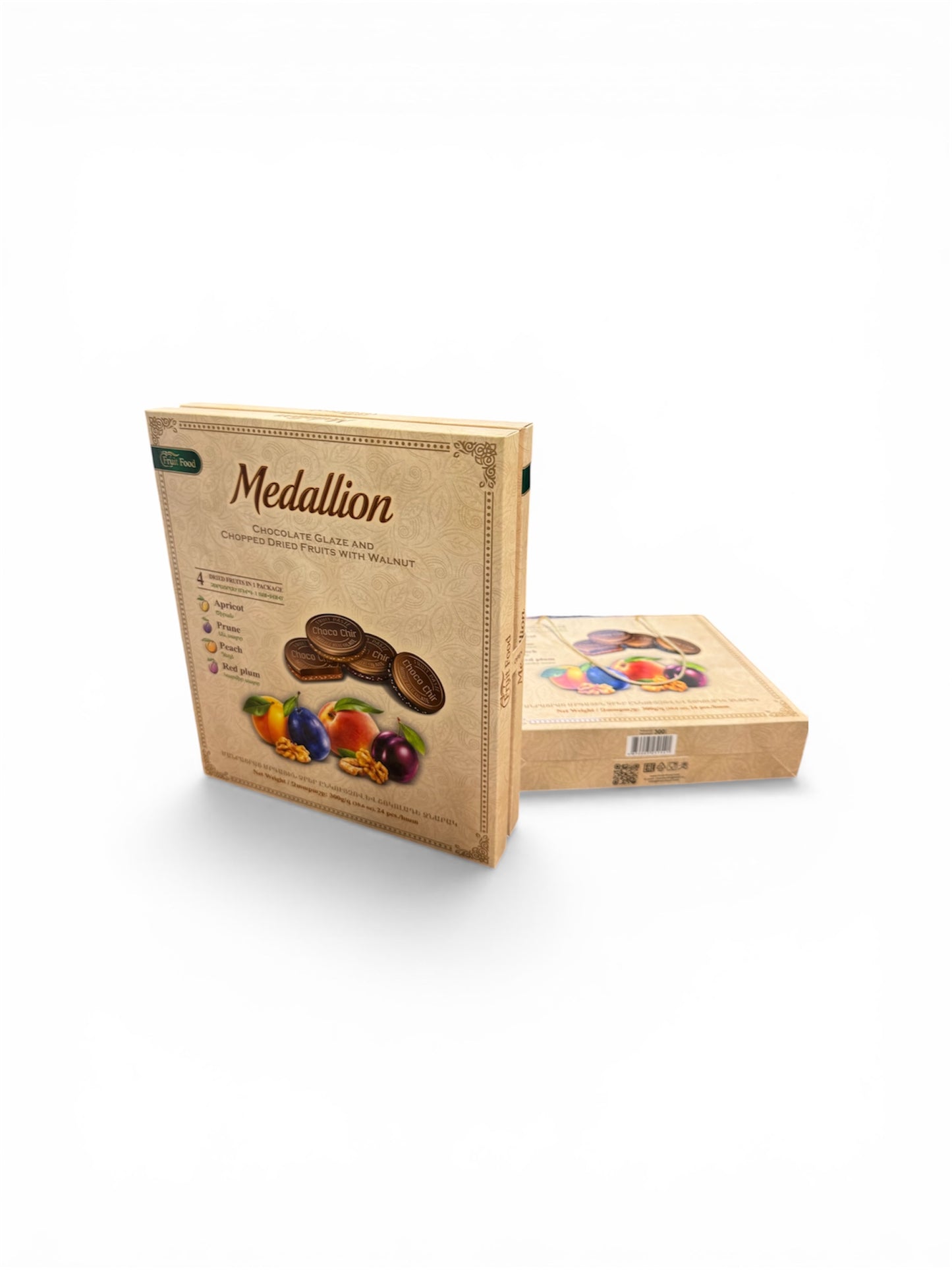 300gr/10.58oz /24pcs Medallion chocolate glaze and chopped dried with walnut